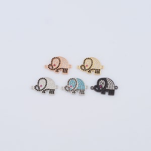 18K Gold gefüllter Elefantenstecker, Micro Pavé CZ Tierstecker, DIY Schmuckherstellung ， 21x13,8x1,6mm