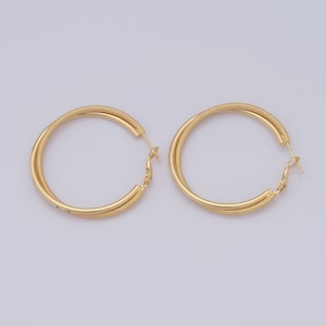 18K goud gevulde hoepel oorbellen, mode oorbellen, dames oorbellen, 39,5x3,5 mm