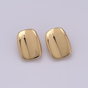 18K Gold Filled Square Stud Earrings, Fashion Earrings, Women's Earrings，22x16x4mm