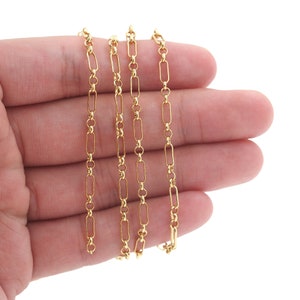 18K Gold Filled Büroklammer Kette, Mode Kette, Halbfertige Kette, DIY Schmuck machen，2.6x0.7x7mm