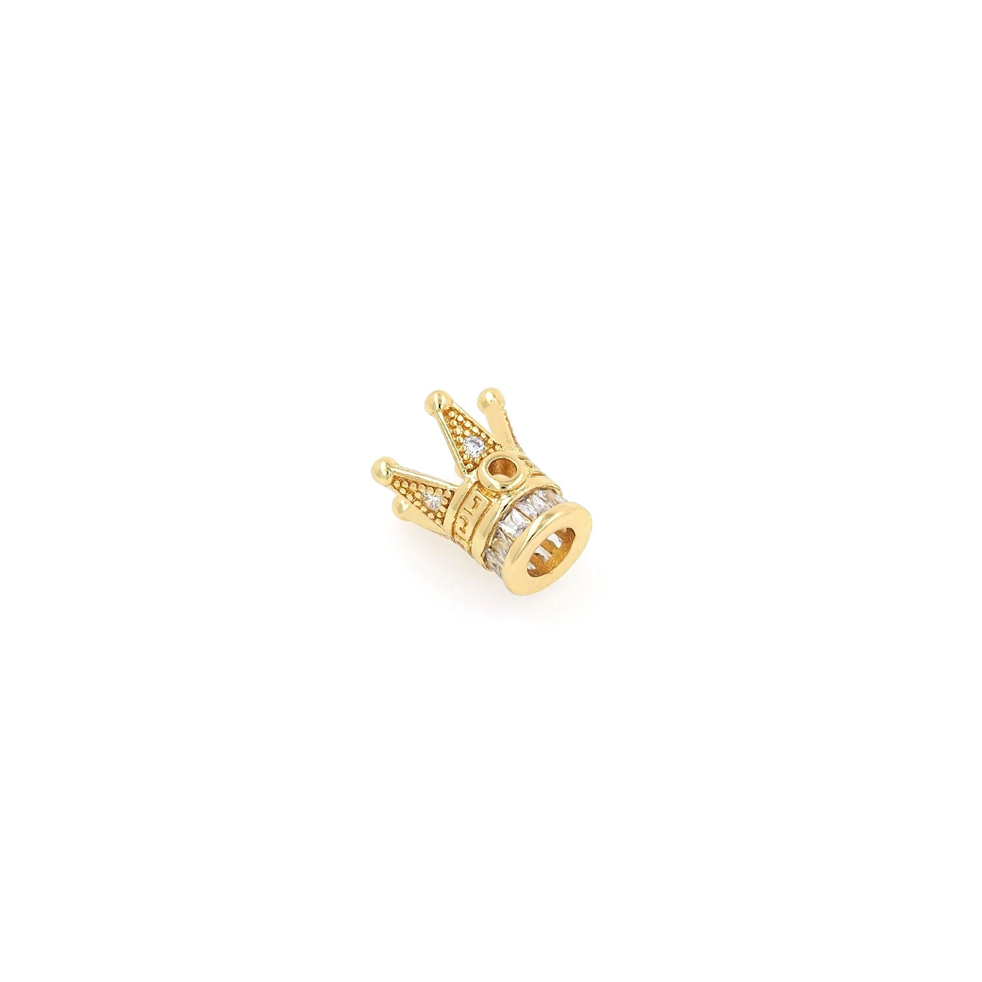 18K Gold Filled Crown Spacer Beads, Gold Crown Beads, Large Hole Bracelet Spacer Beads, DIY Jewelry Making Accessories, 12x12x12mm