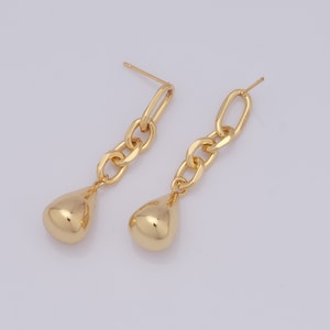 18K Gold Filled Ball Bead Earrings, Chain Earrings, Drop Earrings, Women's Earrings，42x10x10mm