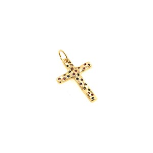 Shiny Crystal Gold Cross Pendant Necklace, 18K Gold Filled Religious Charm, Necklace for Women, DIY Jewelry Making Supplies, 18x31x2mm
