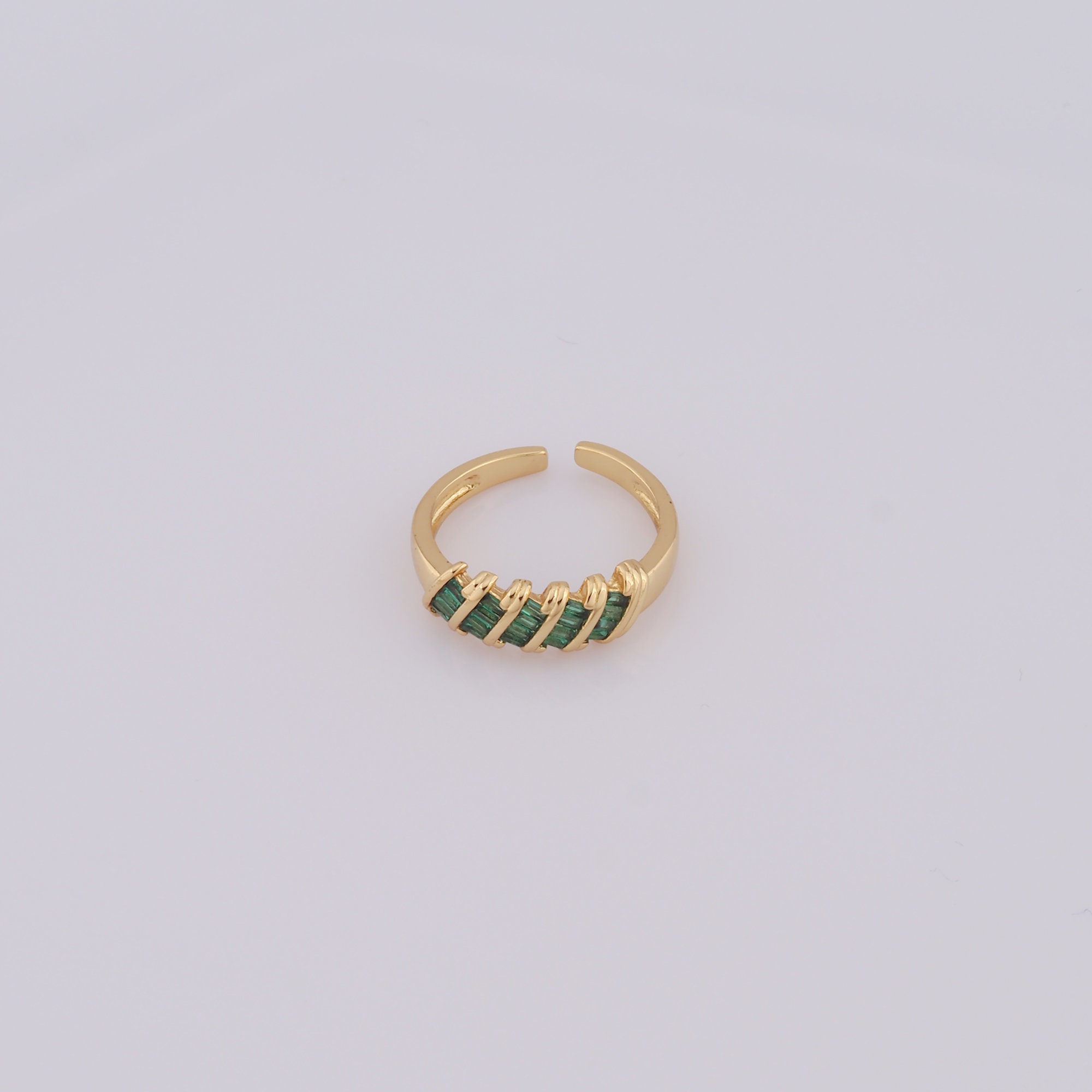 18K Gold Filled Open End Ring, Micro Pave CZ Fashion Ring, Gift