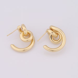 18K goud gevulde geometrische oorbellen, stijlvolle oorbellen, cadeaus voor haar, 21,5x22,5x12,5mm