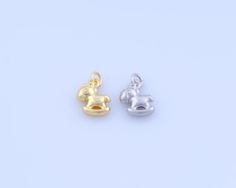 5 colgantes de caballo balancín rellenos de oro de 18 quilates, dijes de caballo balancín, dijes de caballo balancín, fabricación de joyas DIY, 12,7 x 8,8 x 3,4 mm