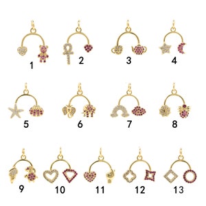 Cubic Zirconia Elephant Bear Teapot Moon Pendant Rainbow Shape Jewelry 18K Gold Filled Starfish Shell Sea Life Charm DIY Making 19x18x2.5mm