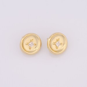 18K goud gevulde ronde oorbellen, Zirconia Fashion oorbellen, cadeau voor haar, 19x3,5 mm