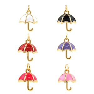 Umbrella Enamel Pendant Small Pendant DIY Earring Necklace Making Jewelry Rain Charm Gift for Her Weather Pendant Rain Charm 18x13x12mm