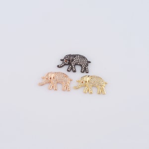 18K Gold gefüllter Elefant-Verbinder, Micro Pavé CZ Tier-Verbinder, DIY Schmuckherstellung ， 26x14.5x3.5mm