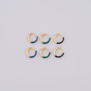 Orecchini a cerchio riempiti in oro 18 carati, orecchini smaltati, orecchini rotondi, orecchini di moda, regali per lei, 11,5x12x2mm