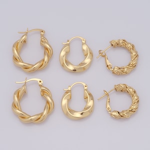 18K Gold Filled Hoop Oorbellen, Twisted Oorbellen, Fashion Oorbellen, Damesoorbellen
