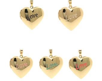 Émail LOVE Coeur Photo Ouvert Médaillon Pendentif Personnalisé Photo Collier Mode Meilleur Ami Cadeau Pour La Fabrication de Bijoux 35x28.5x6.5mm