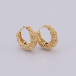 18K goud gevulde hoepel oorbellen, matte oorbellen, mode oorbellen, dames oorbellen, 17,7x18,8x6,5mm