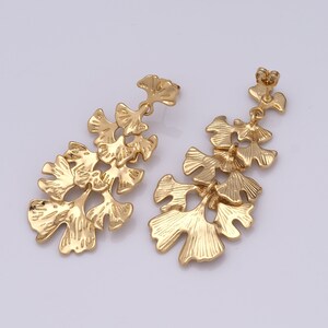 18K goud gevulde bladoorbellen, druppeloorbellen, modeoorbellen, damesoorbellen, 60x30x5,5 mm