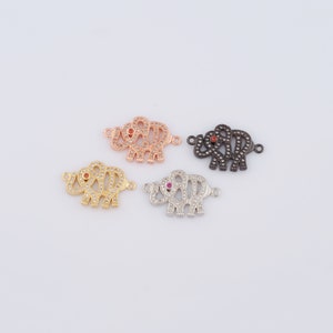 18K Gold gefüllter Elefant-Verbinder, Micro Pavé CZ-Tier-Verbinder, DIY-Schmuckherstellung ， 23x15x2,3mm