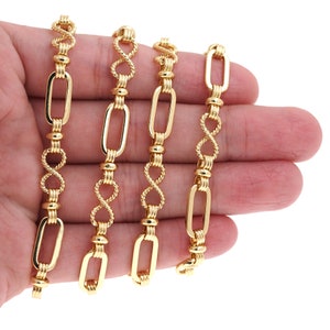 18K Gold Gefüllt Büroklammer Kette, Runde Abbildung 8 Kette, Verdrehte Kette, Halbfertige Kette, DIY Schmuckherstellung，15x7x1.5mm