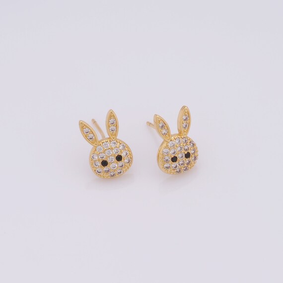 Rabbit Stud Earrings For Women - Sparkling Cubic Zirconia Bunny Earrings, Hypoallergenic, Gift For Her