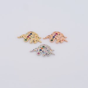18K Gold gefüllter Einhorn-Verbinder, Micro Pavé CZ-Tier-Verbinder, DIY-Schmuckherstellung ， 31x15,5x3mm