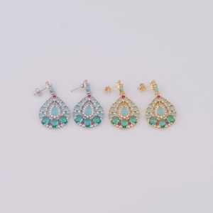 18K Gold Filled Drop Oorbellen, Micro Pavé CZ Drop Oorbellen, Ovale Oorbellen, Cadeau voor haar, 39x23x5mm