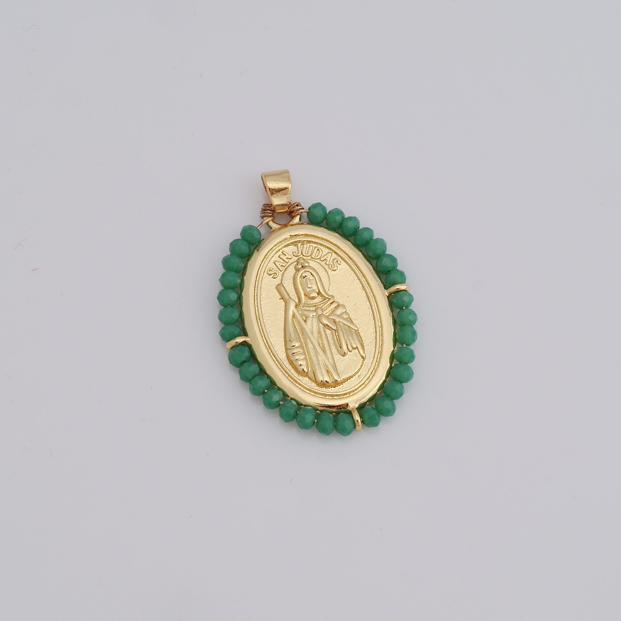 Pendentif Religieux Ovale En Or 14 Carats - CZ Brillant - 25 Mm - Fabriqué En Italie