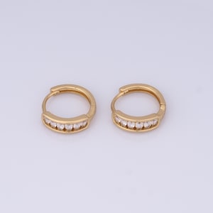 18K Gold Filled Round Earrings，Micro Pavé CZ Hoop Earrings, Gift for Her，15.5x16x4.5mm