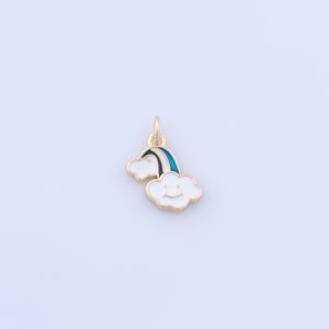 18K Gold Filled Rainbow Pendant,Cloud Charms, Enamel Rainbow Charms，DIY Jewelry Making,17.5x13x1.8mm