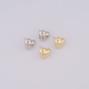 18K Gold Filled Heart Stud Oorbellen, Fashion Oorbellen, Hypoallergene oorbellen, Cadeau voor haar, 16x18x10.5mm