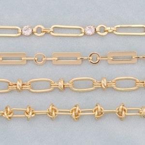 18K Gold gefüllte Paperclip Kette, ovale Kette, Zirkonia Kette, runde Kette, DIY Schmuckherstellung