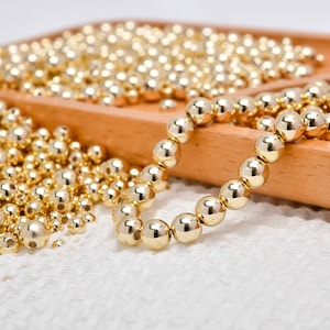 100 PCS, 14K Gold Filled Round Beads, Gold Spacer Beads, DIY Bracelet Necklace Earrings Jewelry Making image 2
