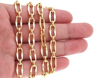 Rectangular Chain, Welded Chain, 18K Gold Plated Brass Bracelet Chain, Gold Semi-finished Chain, Cable Chain,DIY Jewelry Making,13.7x6.6x2mm
