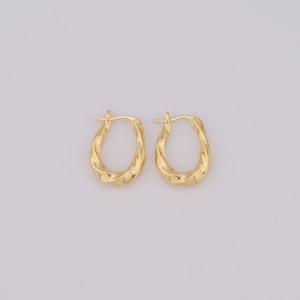 18K goud gevulde U-vormige oorbellen, mode oorbellen, cadeau voor haar, 22x13,5x4,5mm