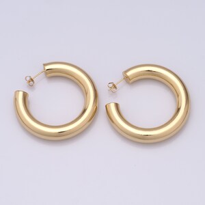 18K Gold Filled Open Hole Earrings, Hoop Earrings, Fashion Earrings, Women's Earrings，45.5x8.5mm