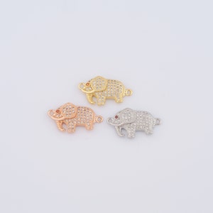 18K Gold gefüllter Elefant-Verbinder, Micro Pavé CZ Tier-Verbinder, DIY Schmuckherstellung ， 23.3x12.8x4mm
