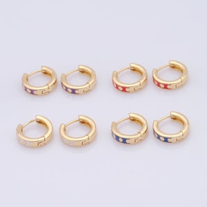 18K Gold Filled Hoop Oorbellen, Emaille Oorbellen, Fashion Oorbellen, Cadeaus voor haar, "13x3.5mm 15x4mm 17x4mm"