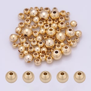 100 PCS, 14K Gold Filled Round Beads, Gold Spacer Beads, DIY Bracelet Necklace Earrings Jewelry Making