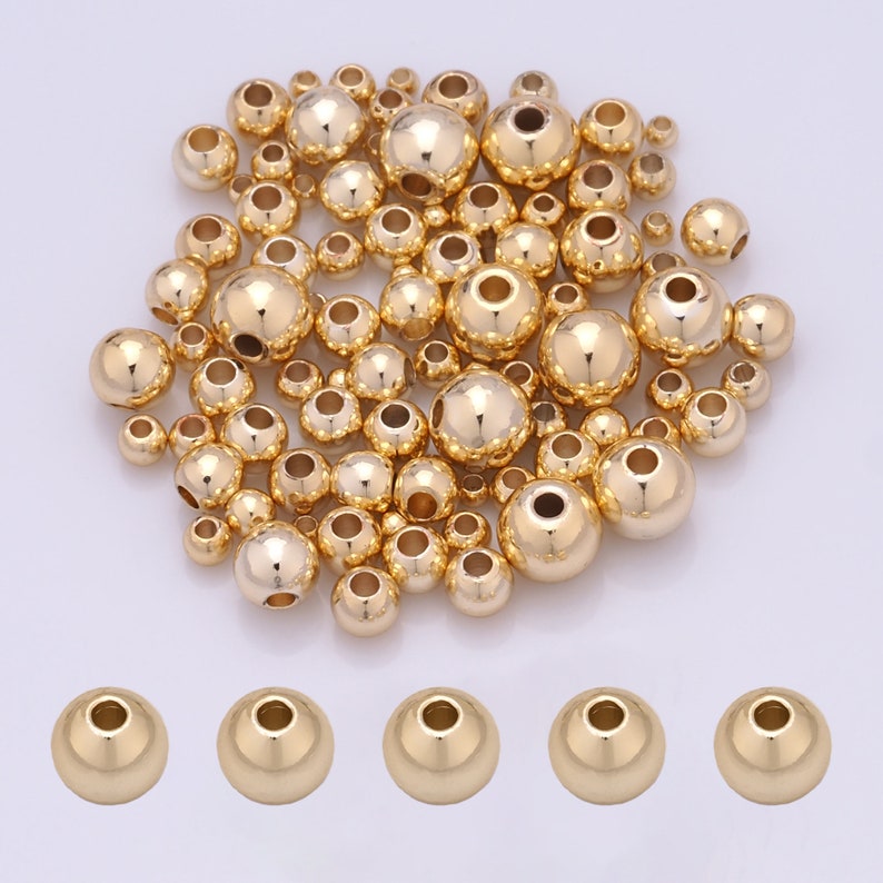 100 PCS, 14K Gold Filled Round Beads, Gold Spacer Beads, DIY Bracelet Necklace Earrings Jewelry Making 50pcs-10mm