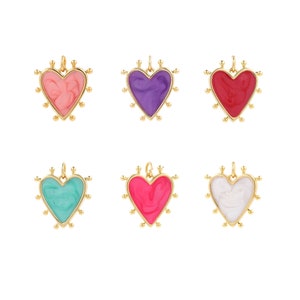 Mehrere Farben erhältlich, Emaille rotes Herz Anhänger, Liebe Charm, 18K Gold gefüllt Herz Schmuck, DIY Schmuckherstellung Zubehör 19.5x18x2.8 mm