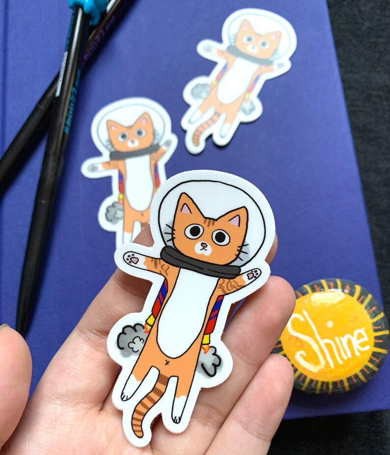 Astronaut Katze Aufkleber Vinyl wasserdichte Aufkleber Etsy