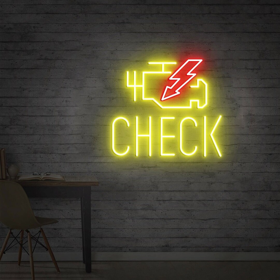 Check Engine Neon Sign Check Engine Light Car Garage Decor Etsy