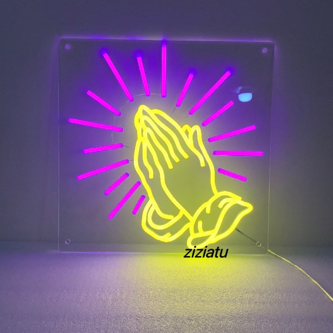 Praying Hands Sign Neon Praying Hands Decoration for Room - Etsy