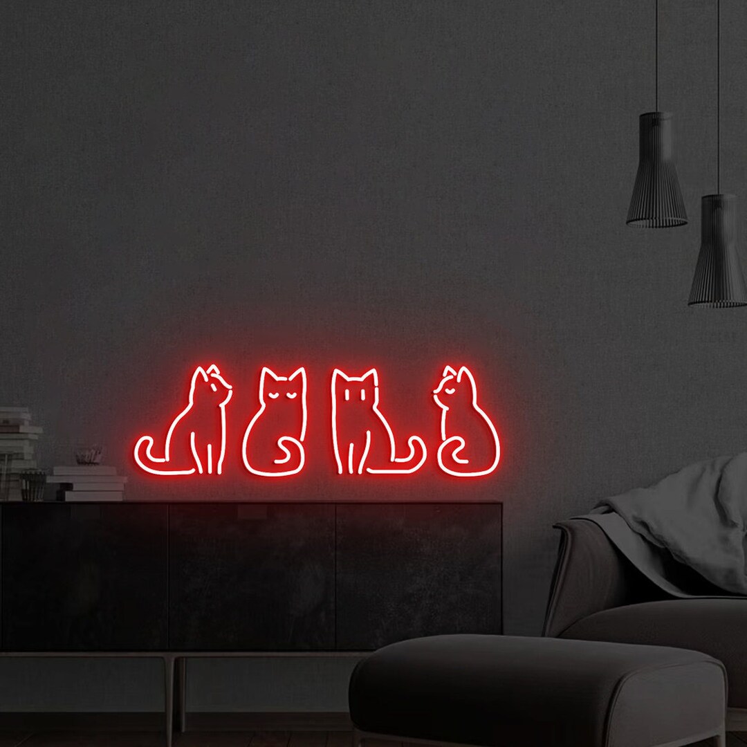 Cat Led Sign Cat Neon Lights Cat Decor Neon Light Wall Art Etsy