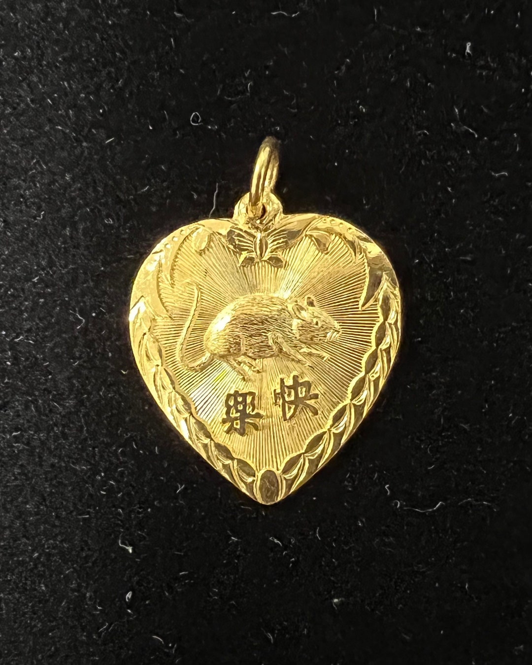 Vintage 24k Gold Rat Zodiac Pendant Etsy