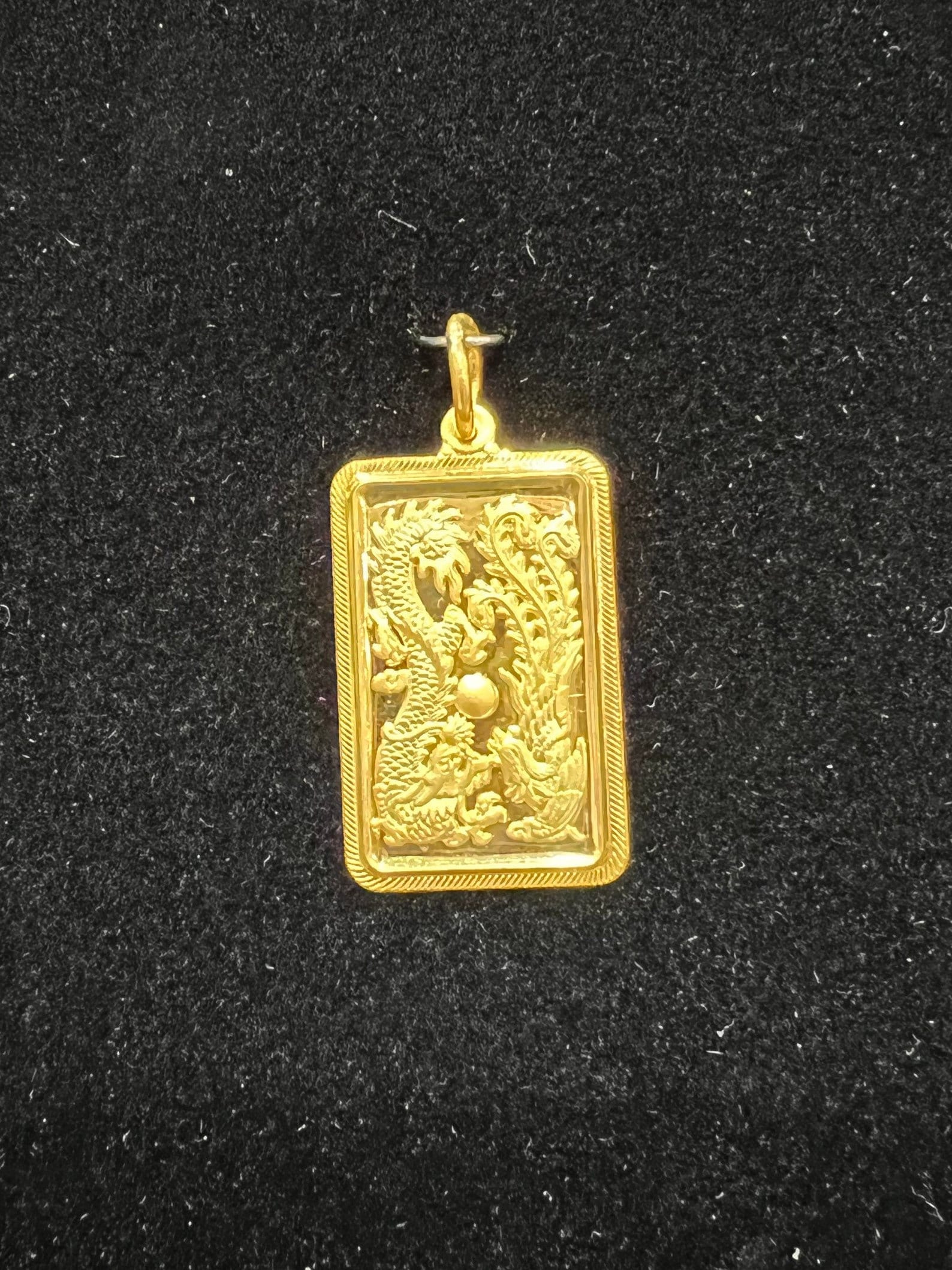 24k Gold Dragon Phoenix Pendant (rectangle) - Etsy