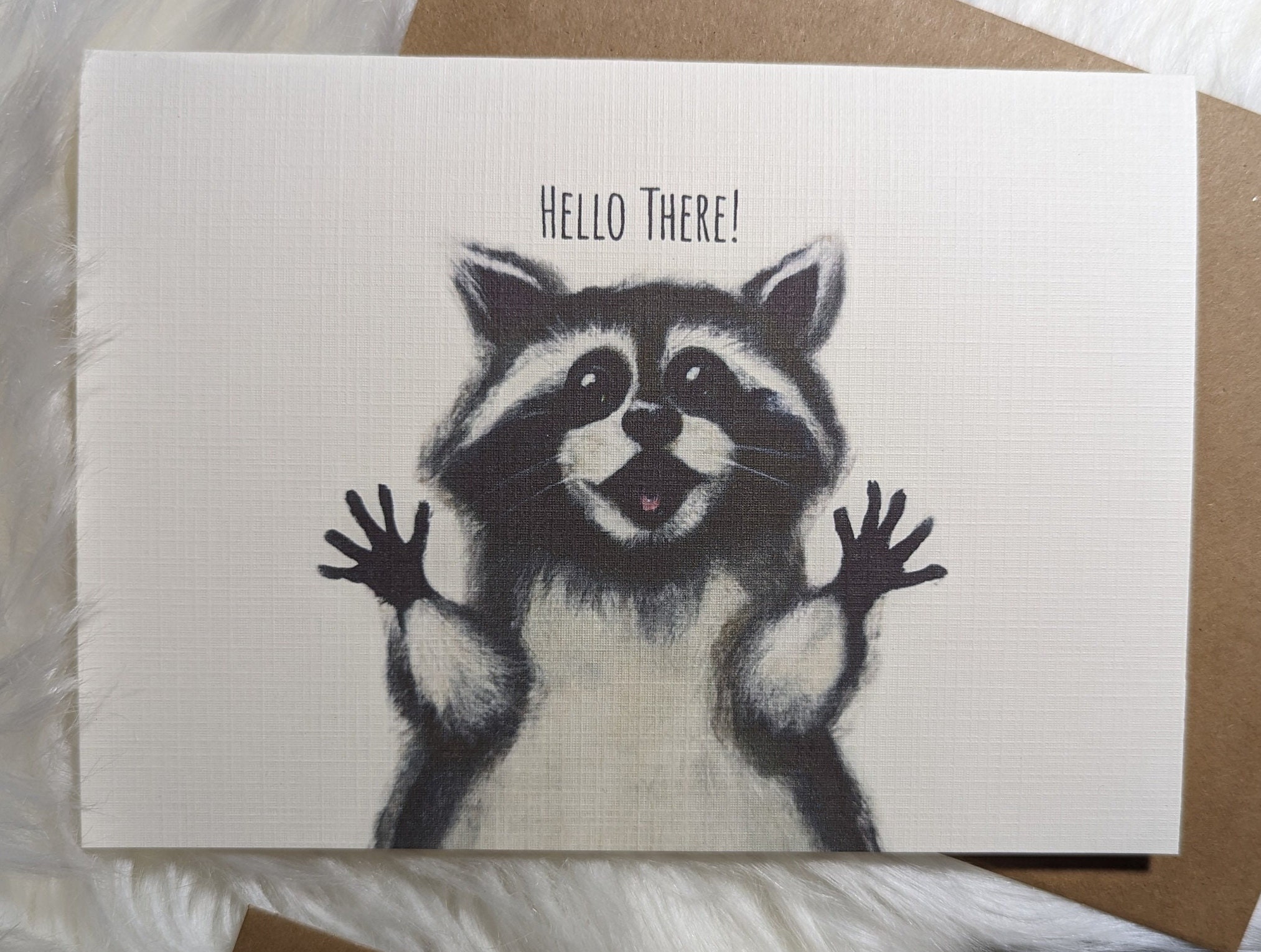 Raccoon Greeting Cards 4 Pack With Envelopes Cute Hello Cards Etsy