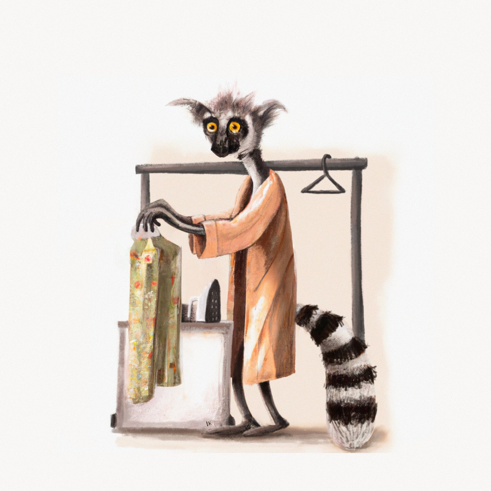 Wall Decor Lemur Laundry Art Funny Animal Wall Art Gift for Etsy