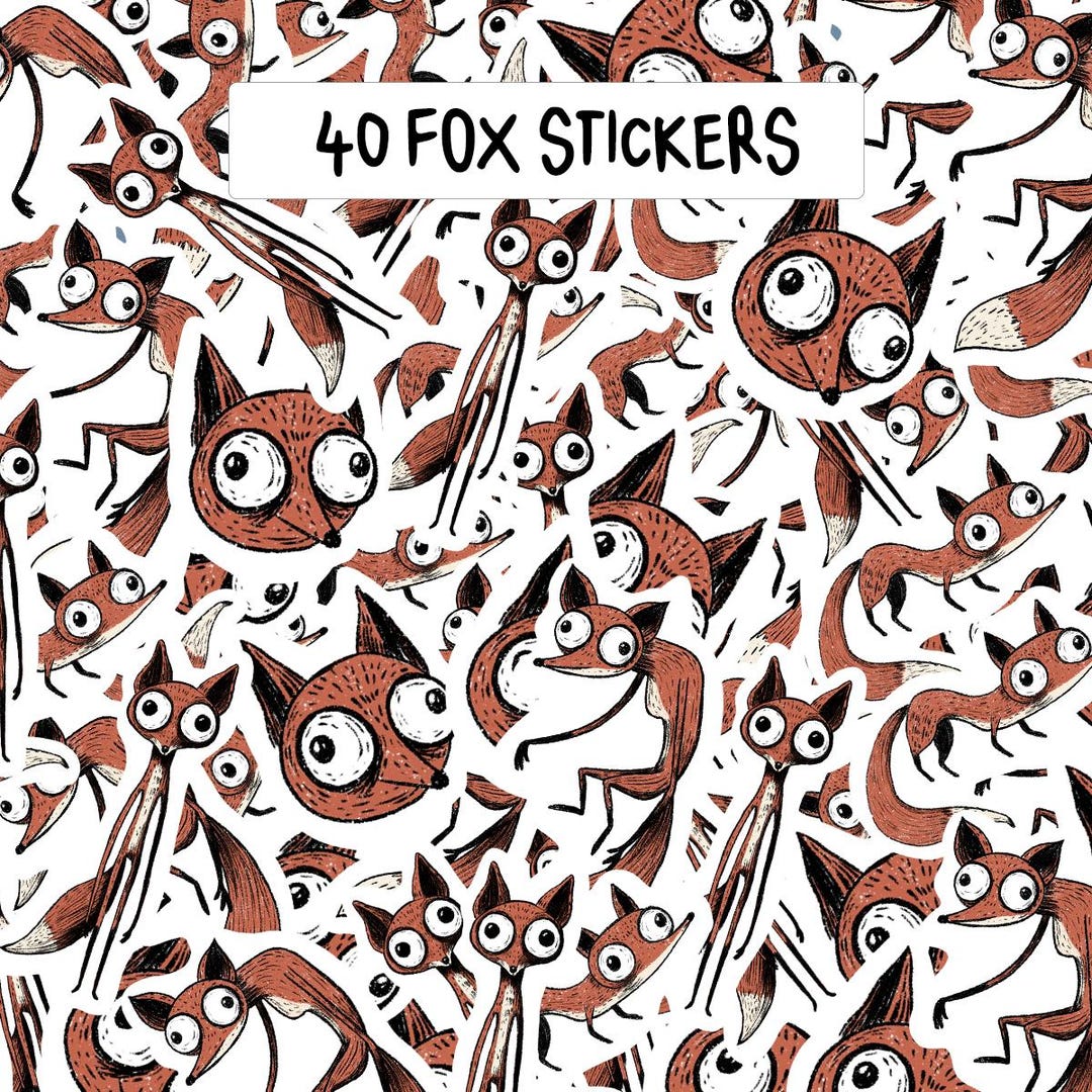 Stupidfox Sticker Fox Stickers 40 Pack Quirky Matte Vinyl Stickers - Etsy