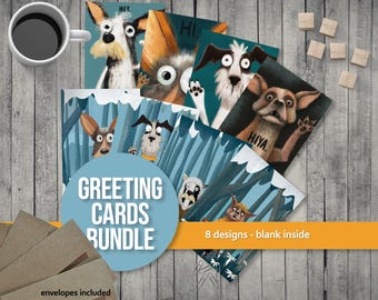 Funny Dog Greeting Cards - Variety Pack of Hello Cards