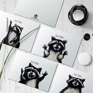 Raccoon Greeting Cards 4 Pack with Envelopes Cute Hello Cards