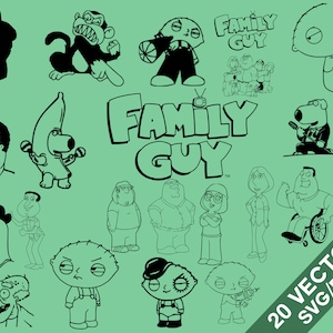 Family Guy Vector Pack, SVG, Png , Family Guy clip art, Family Guy silhouette, Family Guy vector, Brian Svg, Stewie Svg, Petter Svg Lois svg